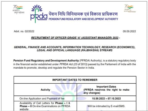 PFRDA Recruitment 2022: Golden chance to become an officer in PFRDA ...