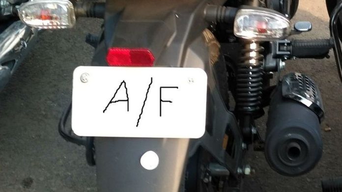 Why is A/F written on the plate of any new vehicle?