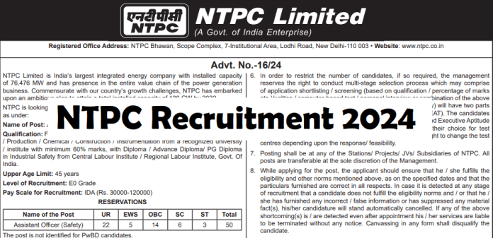 NTPC Recruitment 2024: Great opportunity to get a job in NTPC, salary will be 120000, know details