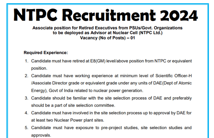 NTPC Recruitment 2024: Opportunity to get a job in NTPC without written exam, salary will be good