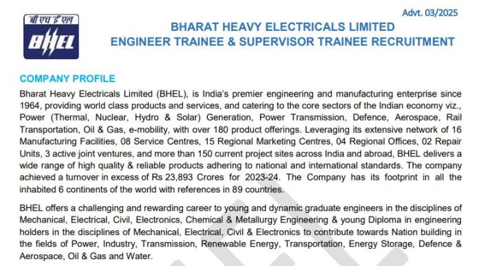 BHEL Recruitment 2025: Great opportunity to get a job in BHEL, bumper vacancy has come out, salary will be 180000